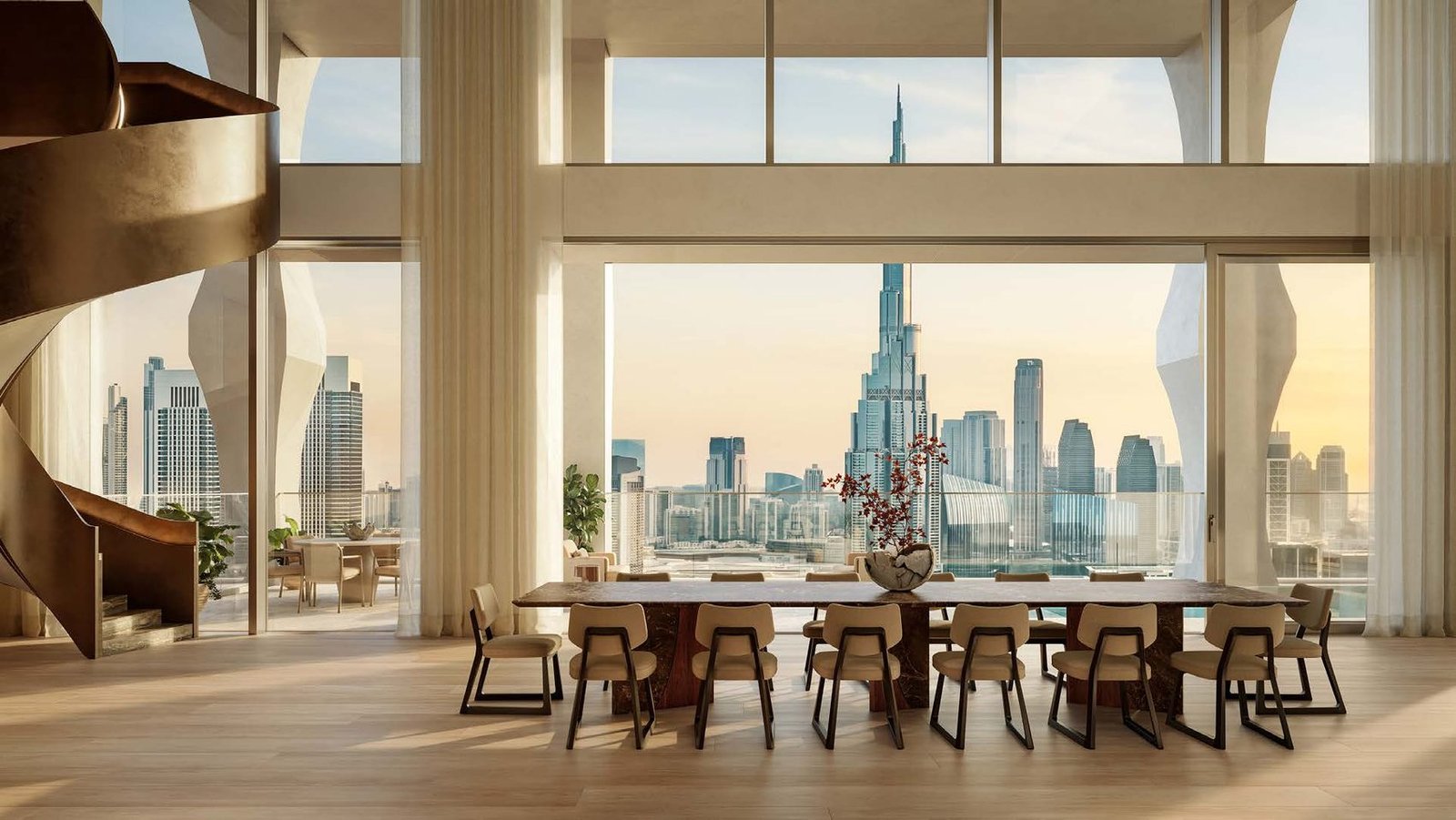 Dining room opening onto a shaded terrace