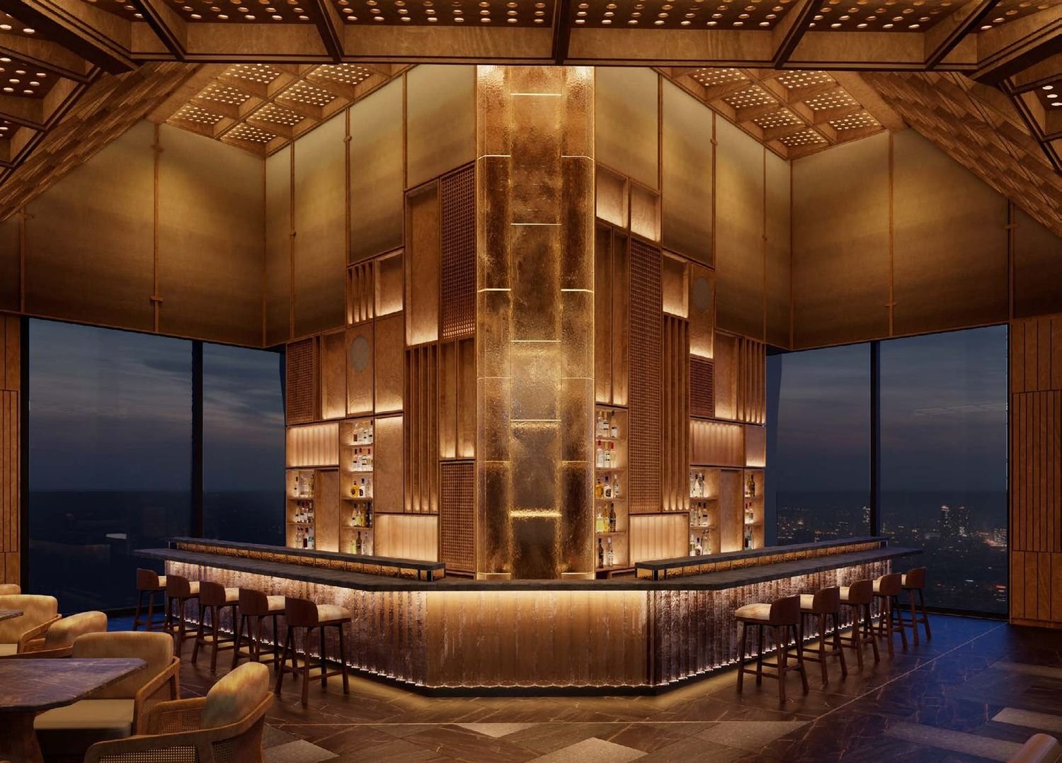 Japanese dining concept in warm timber