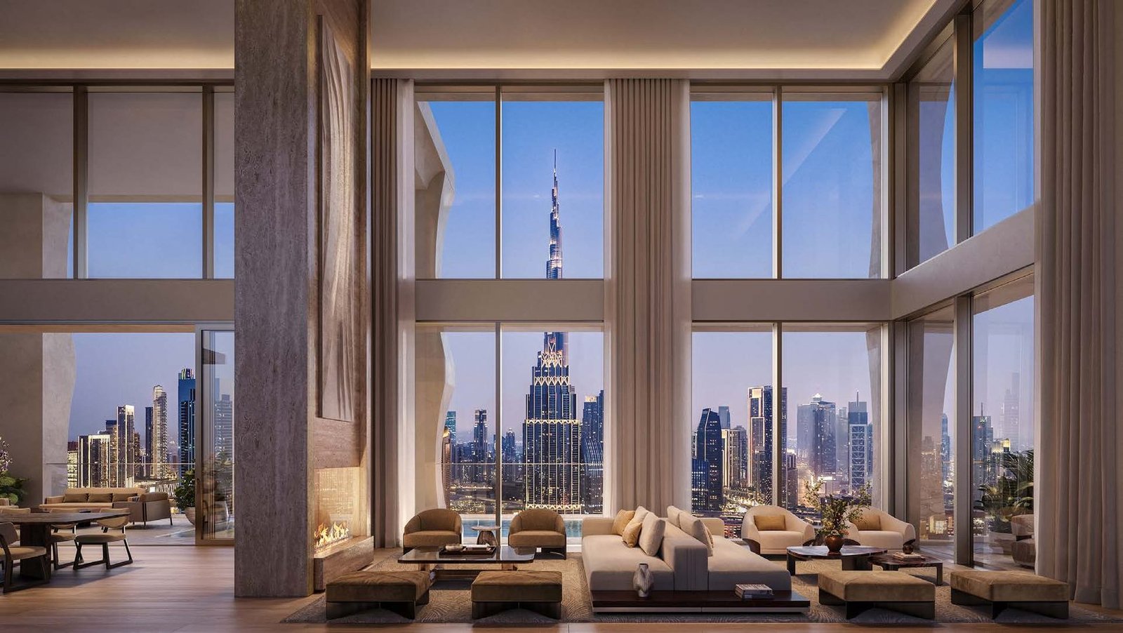 Double-height duplex living room
