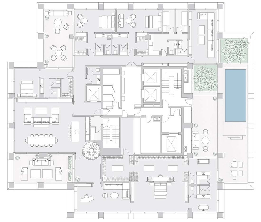 Triplex penthouse floor plan